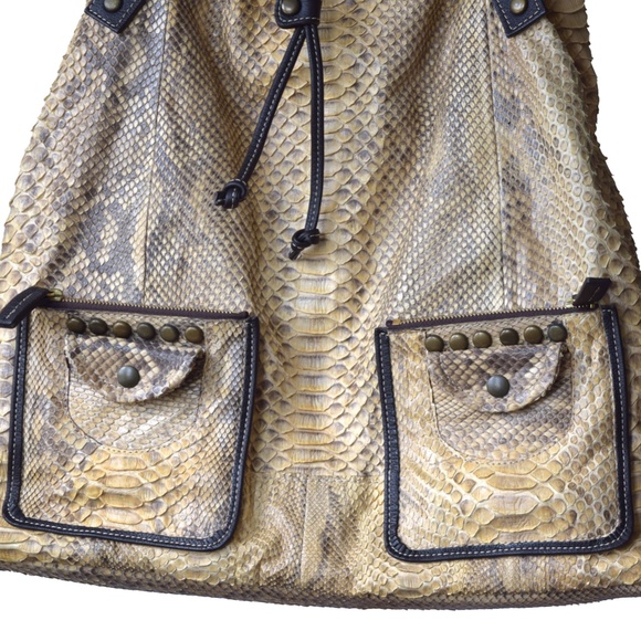 XXI Secolo X-Large Hobo Bag, in Stunning Tan & Brown Genuine Python - Picture 5 of 7